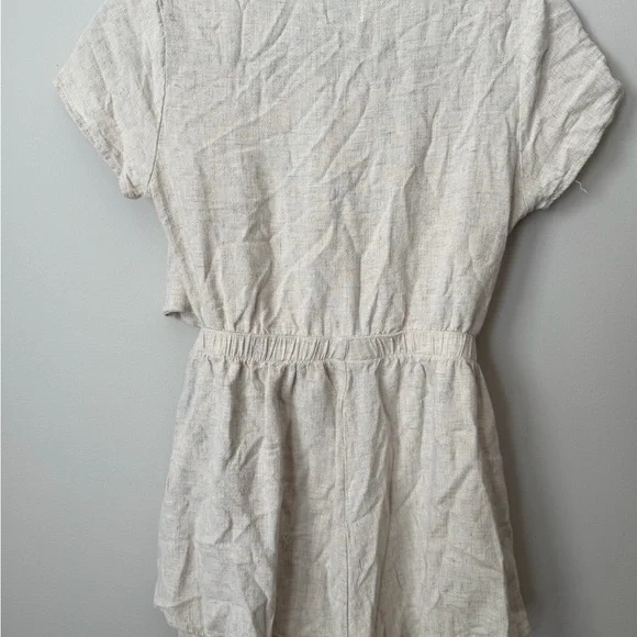 Princess Polly Linen Tie Front Romper | Beige | Size US 4 - Picture 4 of 4